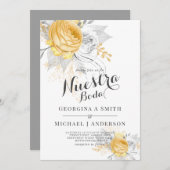 Nuestra Boda Gold White Roses Silver Blätter Moder Einladung (Vorne/Hinten)