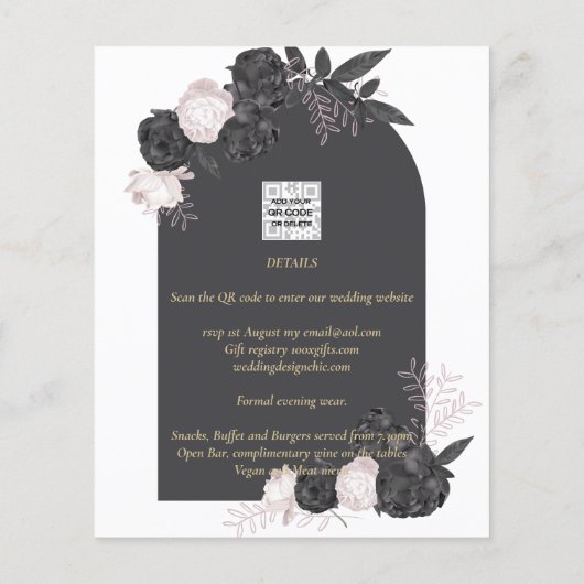 NUESTRA BODA Grau Blushing Pink Roses Spanisch Flyer (Hinten)