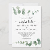 Nuestra Boda Green Delight Eukalyptus Wedding Einladung (Vorderseite)