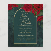 NUESTRA BODA Green Gold Rote Rosen WinterEINLADUNG (Vorderseite)