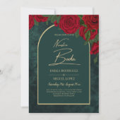 NUESTRA BODA Green Gold Rote Rosen WinterEINLADUNG Einladung (Vorderseite)