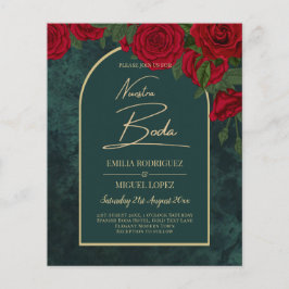 NUESTRA BODA Green Gold Rote Rosen WinterEINLADUNG Flyer