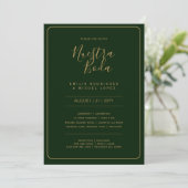 NUESTRA BODA GREEN GOLD UAWG MENU DETAILS QRCode Einladung (Stehend Vorderseite)
