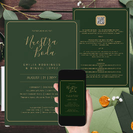 NUESTRA BODA GREEN GOLD UAWG MENU DETAILS QRCode Einladung