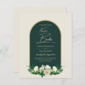 NUESTRA BODA Green Gold White Roses Winter INVITE (Vorne/Hinten)