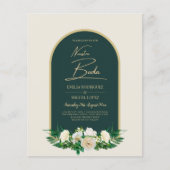 NUESTRA BODA Green Gold White Roses Winter INVITE (Vorderseite)