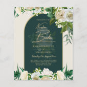 NUESTRA BODA Green Gold White Roses Winter INVITE (Vorderseite)