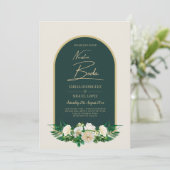 NUESTRA BODA Green Gold White Roses Winter INVITE Einladung (Stehend Vorderseite)