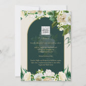 NUESTRA BODA Green Gold White Roses Winter INVITE Einladung (Rückseite)