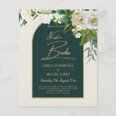 NUESTRA BODA Green Gold White Roses Winter INVITE Flyer (Vorne)
