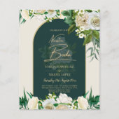NUESTRA BODA Green Gold White Roses Winter INVITE Flyer (Vorne)