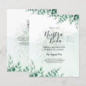 NUESTRA BODA Greenery Spanish WEDDING Einladung (Vorne/Hinten)