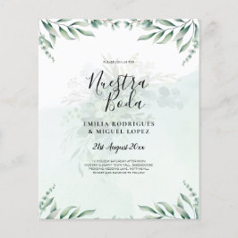 NUESTRA BODA Greenery Spanish WEDDING Einladung Flyer