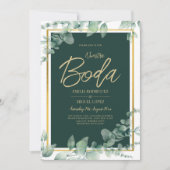 Nuestra Boda Greenery Spanish WEDDING QR CODE Einladung (Vorderseite)