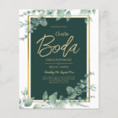 Nuestra Boda Greenery Spanish WEDDING QR CODE Flyer (Vorne)
