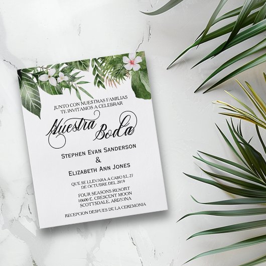 Nuestra Boda Invit - Spanisches Hochzeitstil-Tropi Flyer