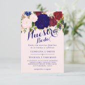 Nuestra Boda Invitacion Burgundy Blue Pink Floral Einladung (Stehend Vorderseite)