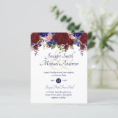 Nuestra Boda Invitacion Burgundy Blue Pink Wedding (Stehend Vorderseite)