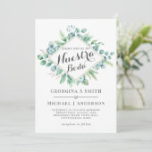 Nuestra Boda Invitacion Eukalyptus Moderne Vegetat (Stehend Vorderseite)