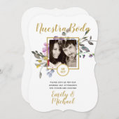 Nuestra Boda Invitacion - FOTO Wedding Lila 2 Einladung (Vorne/Hinten)