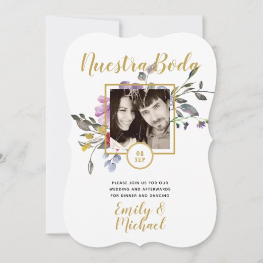 Nuestra Boda Invitacion - FOTO Wedding Lila 2 Einladung (Vorderseite)