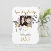 Nuestra Boda Invitacion - FOTO Wedding Lila 2 Einladung (Stehend Vorderseite)