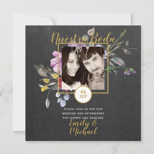 Nuestra Boda Invitacion - FOTO Wedding Lila 2 Einladung (Vorderseite)