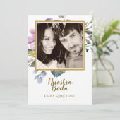 Nuestra Boda Invitacion - FOTO Wedding Lila Einladung (Stehend Vorderseite)