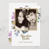 Nuestra Boda Invitacion - FOTO Wedding Lila Einladung (Vorne/Hinten)