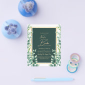 Nuestra Boda Invitacion Greenery Gold Flyer (Einzeln)