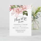 Nuestra Boda Invitacion - Roses Bouquet - Blush Pi Einladung (Stehend Vorderseite)