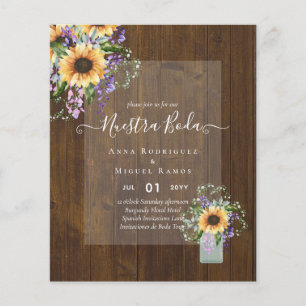 Nuestra Boda Invitacion Spanish Wedding SUNFLOWERS Flyer