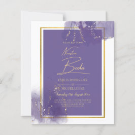 NUESTRA BODA LILA GOLD Wedding Lavender INVITE