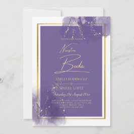 NUESTRA BODA LILA GOLD Wedding Lavender INVITE Einladung