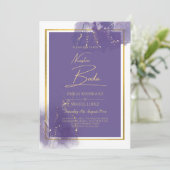 NUESTRA BODA LILA GOLD Wedding Lavender INVITE Einladung (Stehend Vorderseite)