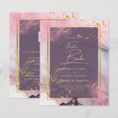 NUESTRA BODA Lila Pink Gold Tinte Wedding INVITE (Vorne/Hinten)