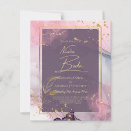 NUESTRA BODA Lila Pink Gold Tinte Wedding INVITE