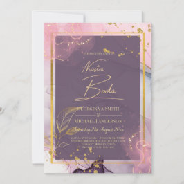 NUESTRA BODA Lila Pink Gold Tinte Wedding INVITE Einladung