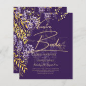 Nuestra Boda Lilac Wisteria Wedding Spanish Invite (Vorne/Hinten)