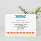 Nuestra Boda Lovebirds Papio Picado Banner Einladung (Stehend Vorderseite)
