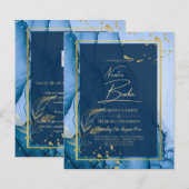 NUESTRA BODA Navy Blue Gold Tinte Wedding INVITE (Vorne/Hinten)