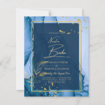 NUESTRA BODA Navy Blue Gold Tinte Wedding INVITE