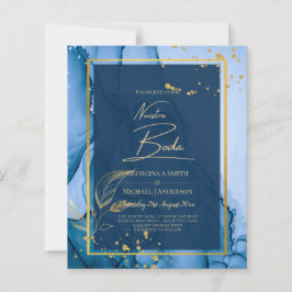 NUESTRA BODA Navy Blue Gold Tinte Wedding INVITE