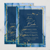 NUESTRA BODA Navy Blue Gold Tinte Wedding INVITE Einladung (Vorne/Hinten)