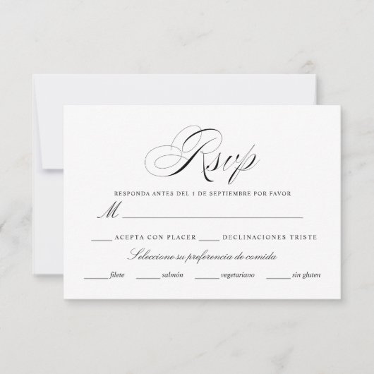 Nuestra Boda Negro Rsvp Card Karte (Vorderseite)