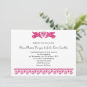 Nuestra Boda Papel Picado Love Birds Einladung (Stehend Vorderseite)