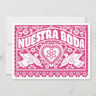 Nuestra Boda Papel Picado Love Birds Einladung
