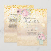 Nuestra Boda PINK BLUSH Floral Einladungen (Vorne/Hinten)