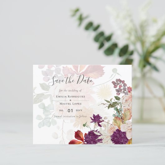 NUESTRA BODA Plum Fall Floral Spanish Wedding (Stehend Vorderseite)