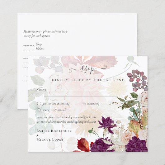 NUESTRA BODA Plum Fall Floral Spanish Wedding (Vorne/Hinten)